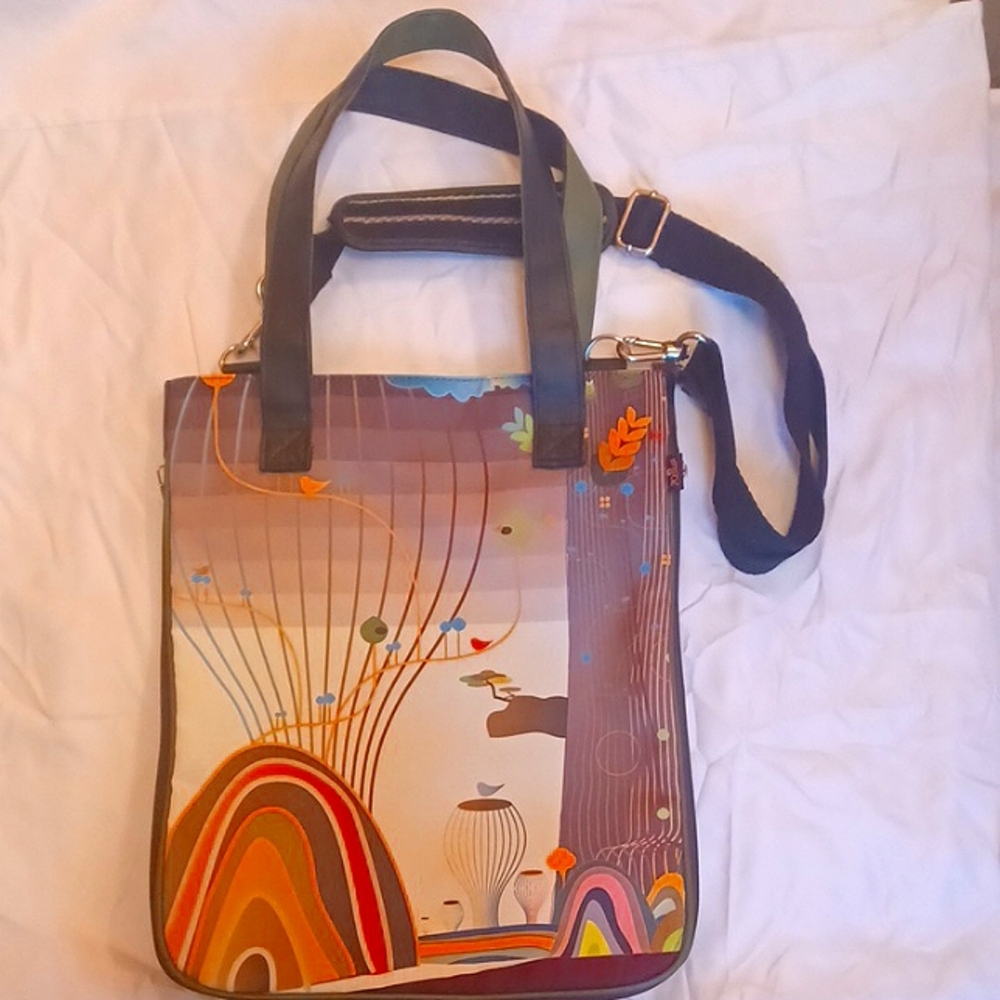 Retro colorful funky Crossbody Bag with Artistic Design